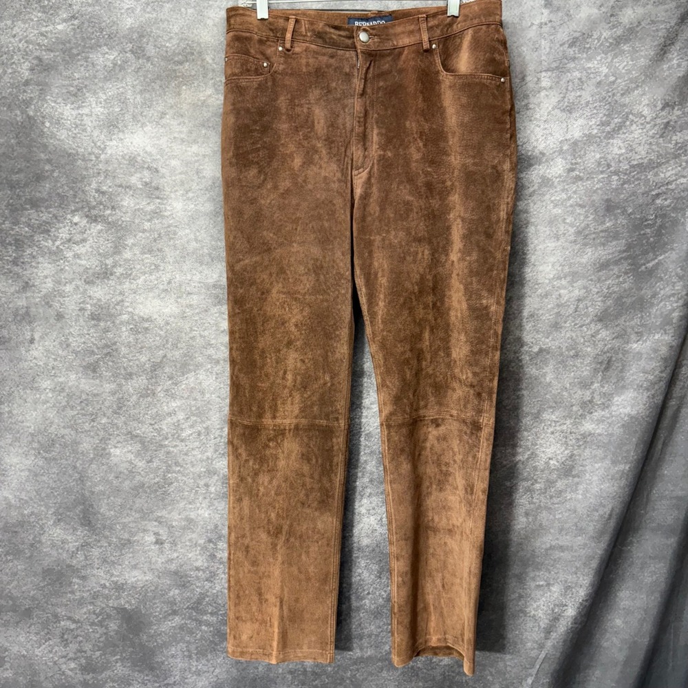 Bernardo Brown Genuine Suede Leather Straight Leg Pants Womens Size 12 Western